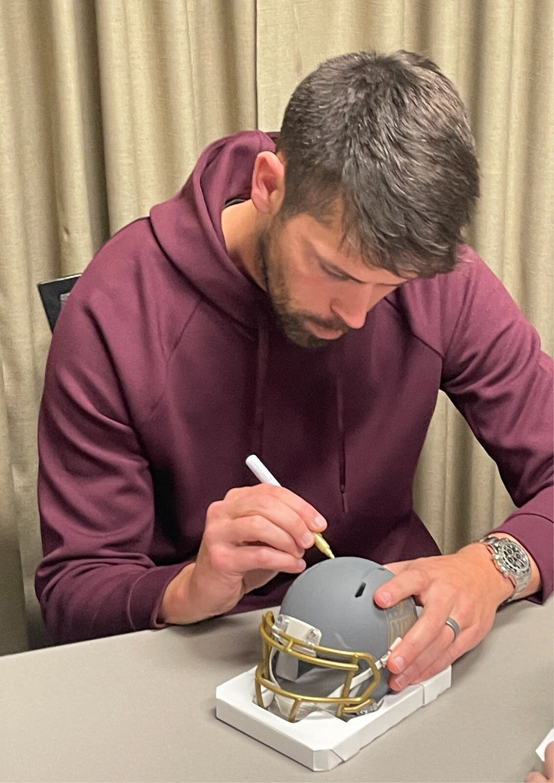 Justin Tucker & Brandon Aubrey Signed NFL Logo Slate Mini Helmet BAS Wit COA