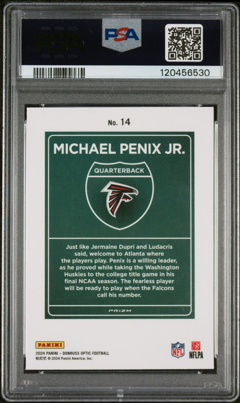 Michael Penix Jr. 2024 Donruss Optic Downtown #14 SP Rookie RC Signed PSA Auto