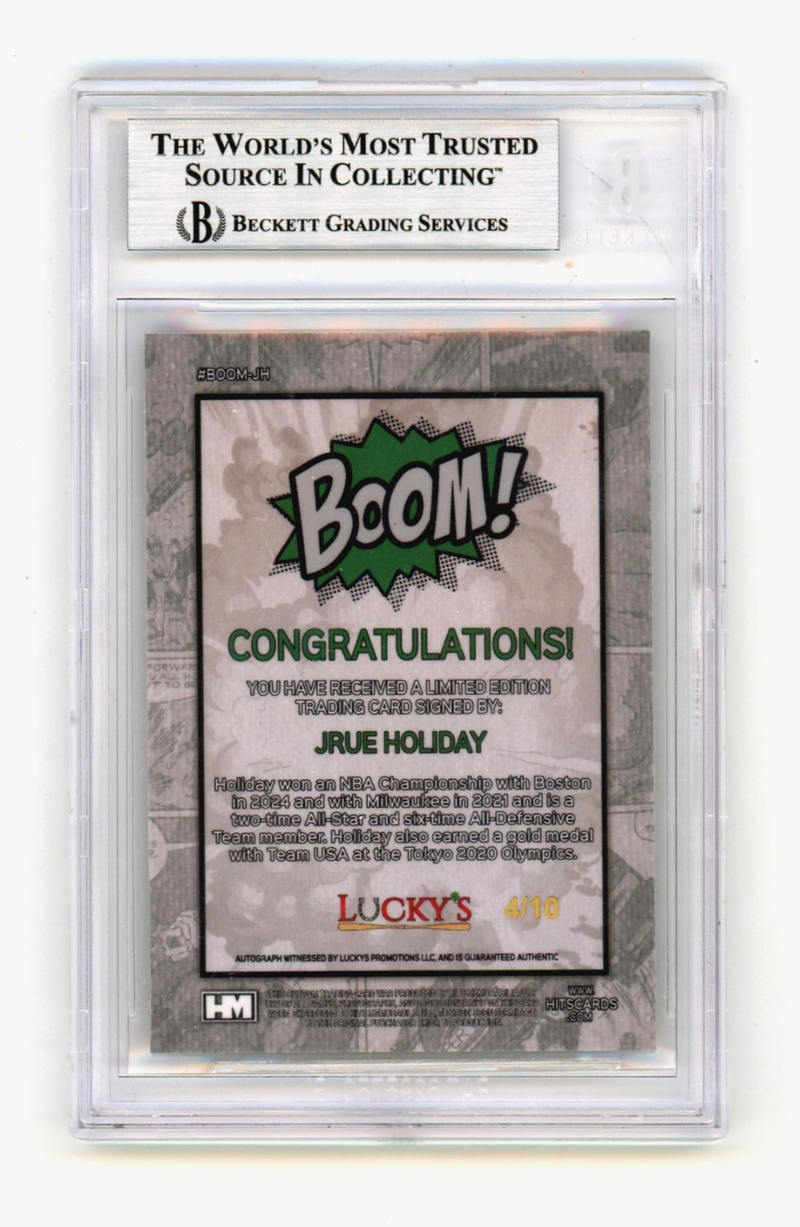 Jrue Holiday 2024 Hits Memorabilia BOOM Gold JSY # 4/10 Signed BGS BAS Auto