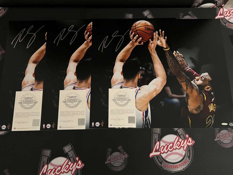 Ben Simmons Signed 24x20 Photo Matchup vs LeBron James Upper Deck UDA COA