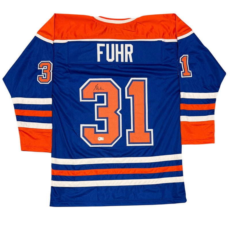 Grant Fuhr Signed Edmonton Oilers Custom Jersey Beckett Witness BAS COA