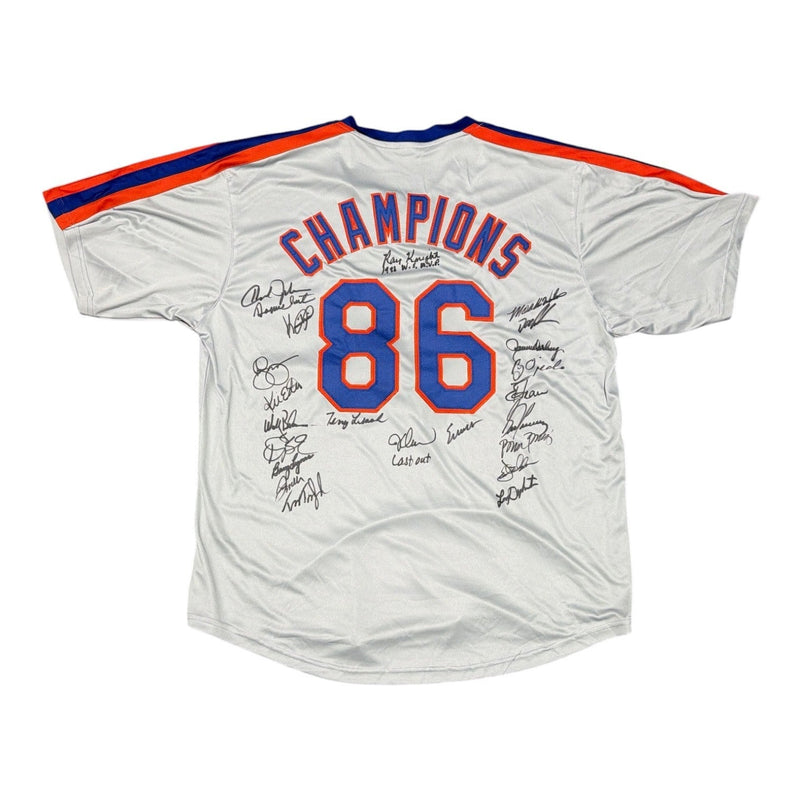 New York Mets 1986 World Series (23 Auto) Team Signed Custom Jersey Insc JSA COA