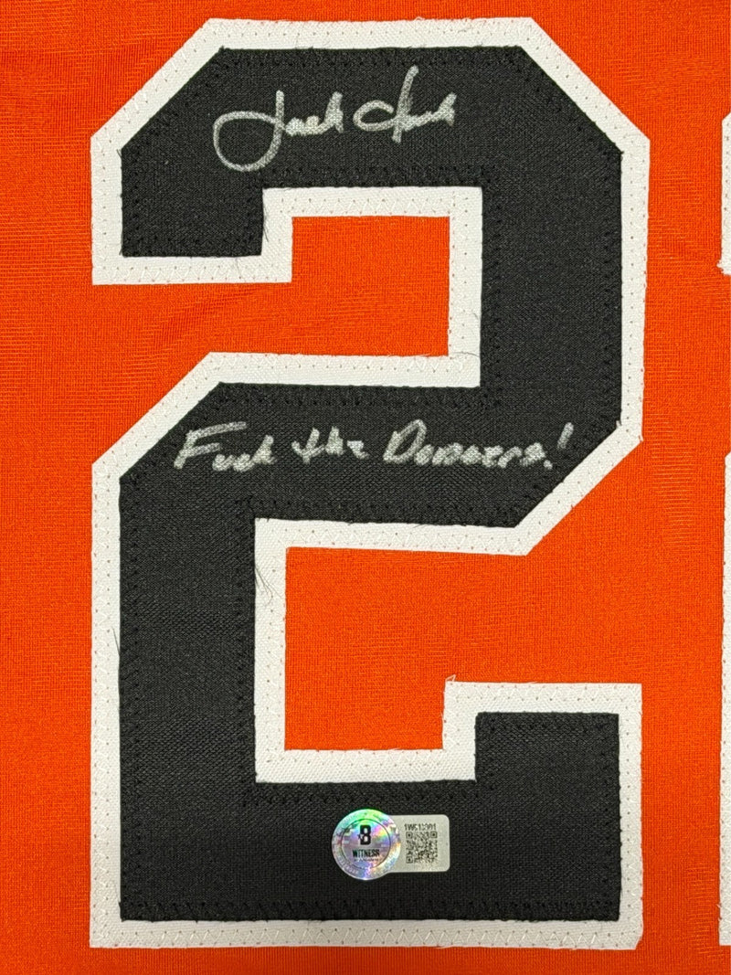 Jack Clark Signed Giants Custom Jersey w/ F**k the Dodgers Beckett W BAS COA