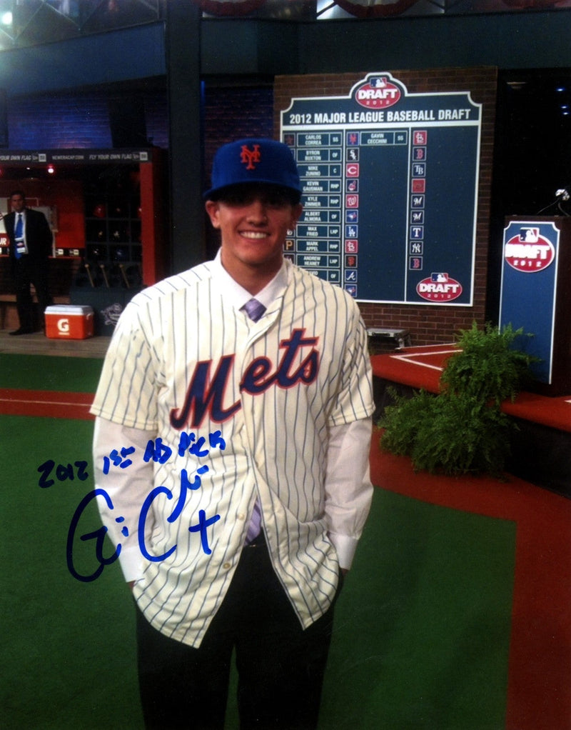 Gavin Cecchini Signed New York Mets 8x10 Photo w/ 2012 1st Rd Pick LSCM COA #1