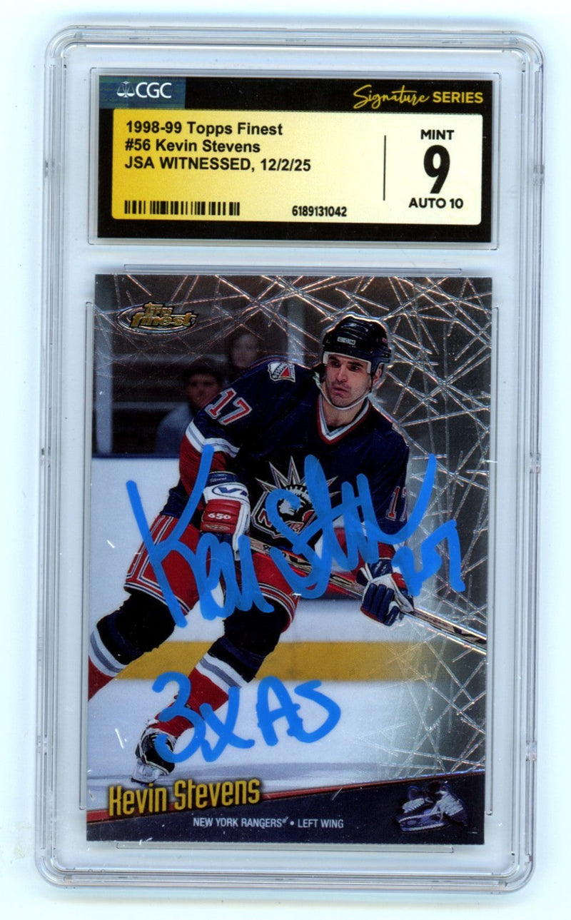 Kevin Stevens 1998-99 Topps Finest SIgned w/ Insc. JSA CGC Authentic 10 Auto