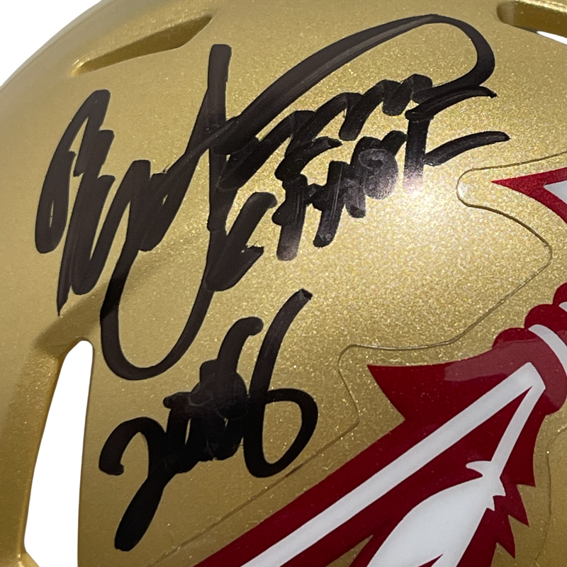 Ron Simmons Signed Florida State Gold Mini Helmet w/ CHOF 2008 Beckett Wit COA