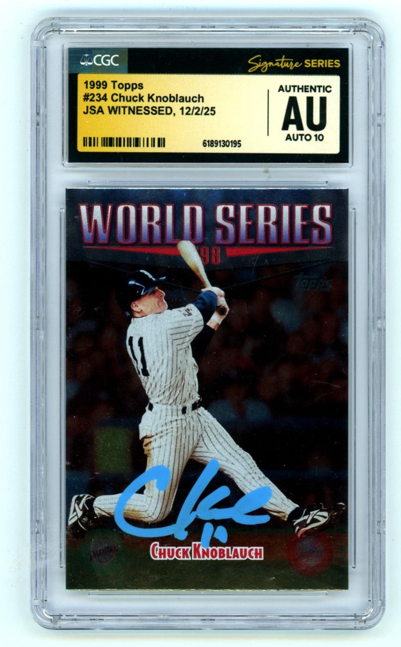 Chuck Knoblauch 1999 Topps #234 98 World Series Signed JSA CGC Authentic 10 Auto