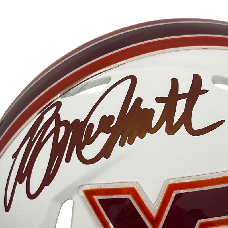 Bruce Smith Signed Virginia Tech White Mini Helmet Beckett Witness BAS COA
