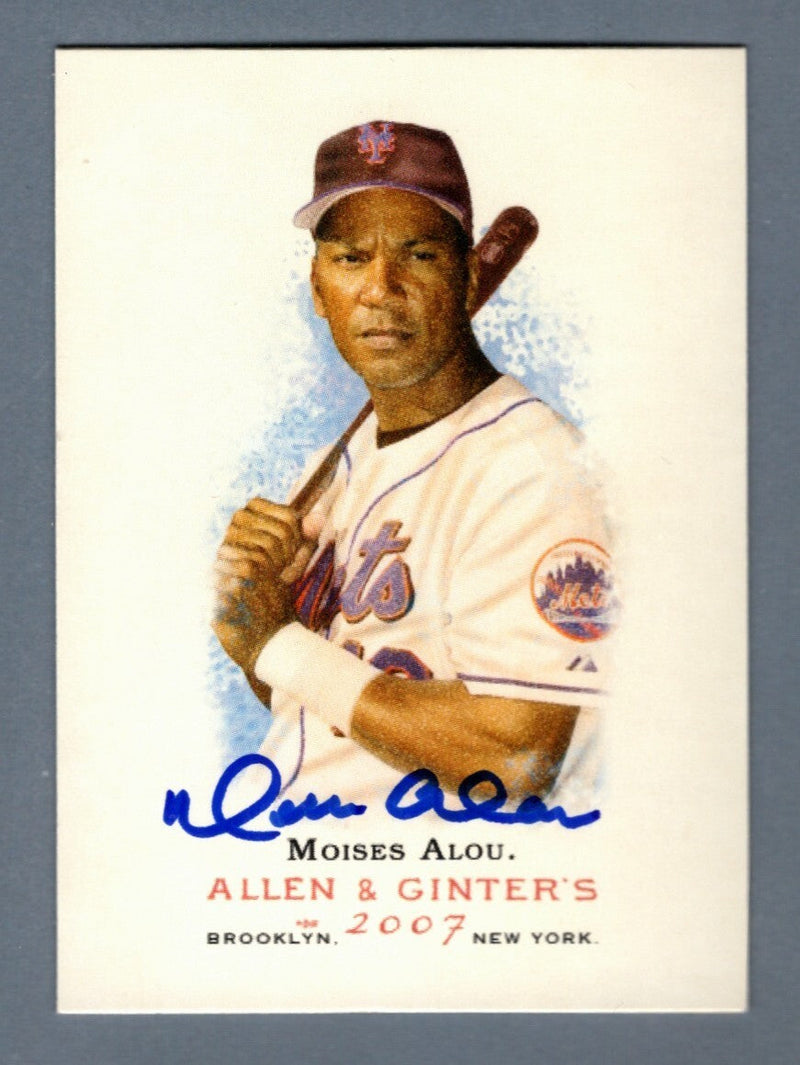 Moises Alou Signed 2007 Topps Allen & Ginter #313 LSCM COA New York Mets