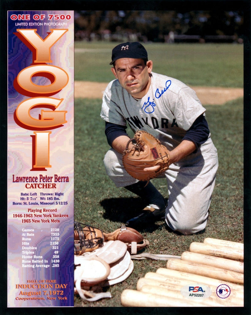 Yogi Berra Signed 8x10 Photo PF HOF Induction Day LE /7500 PSA COA NY Yankees