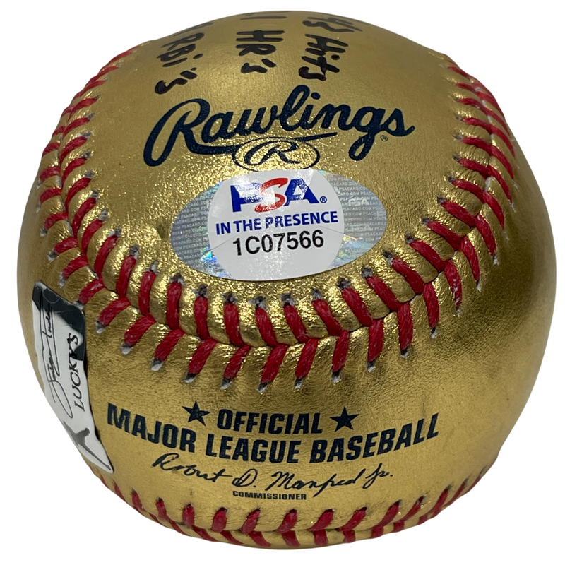 Jonathan India Signed Gold ROMLB Baseball w/ ROY + Stat PSA ITP HOLO COA Royals