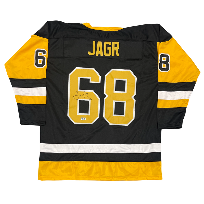 Jaromir Jagr Signed Pittsburgh Penguins Custom Jersey Beckett Witness BAS COA