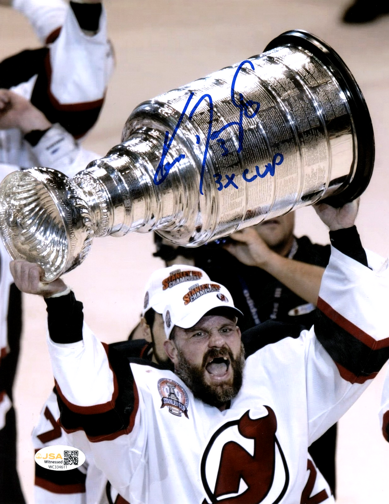 Ken Daneyko Signed New Jersey Devils 8x10 Photo w/ 3x Cup JSA WITNESS COA