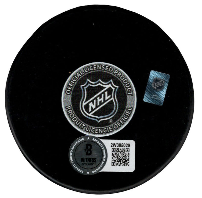 Billy Smith Signed Islanders 50th Anniversary Puck w/ HOF 93 Beckett Wit BAS COA