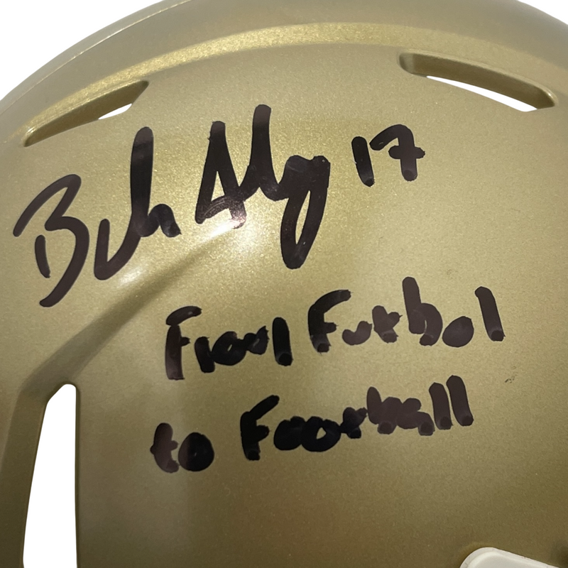 Brandon Aubrey Signed  Notre Dame Mini Helmet w/ Futbol to Football BAS COA