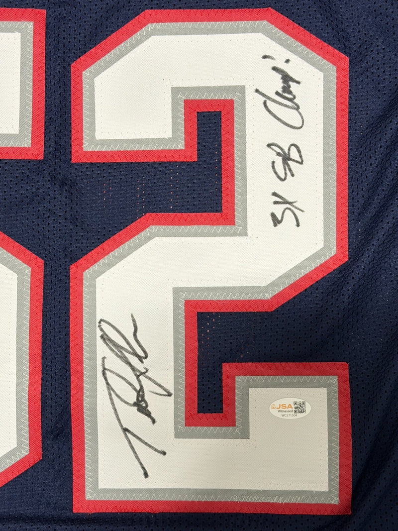 Ted Johnson Signed Patriots Custom Jersey w/ 3x SB Champ JSA Witness COA