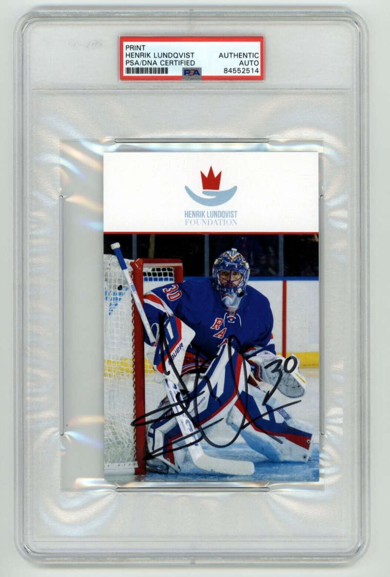 Henrik Lundqvist Signed Foundation Print PSA DNA Authentic Auto NY Rangers A