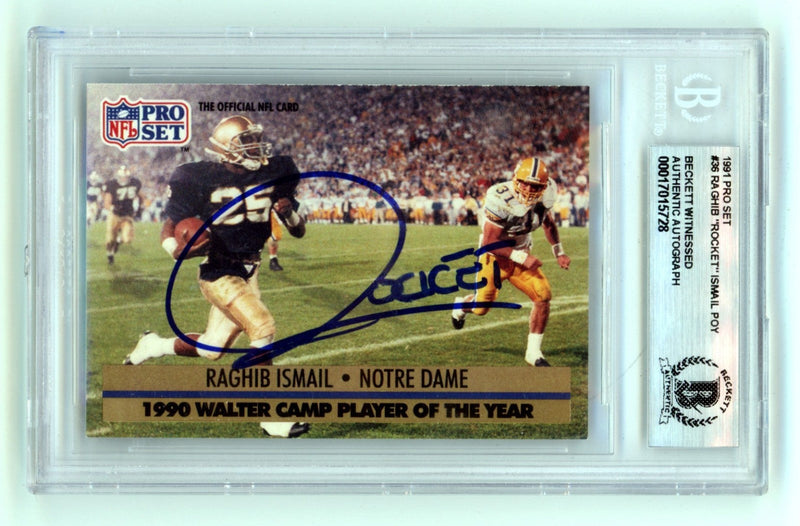 Raghib Rocket Ismail 1991 Pro Set #36 Player of Year POY RC Signed BGS BAS Auto