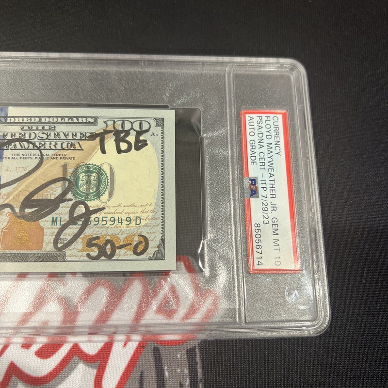 Floyd Mayweather Jr Signed $100 Bill US Currency x4 Inscriptions PSA 10 Auto M