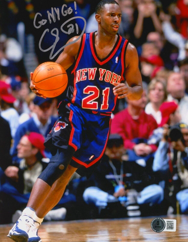 Charlie Ward Signed New York Knicks 8x10 Photo w/ Go NY Go! Beckett Wit BAS COA