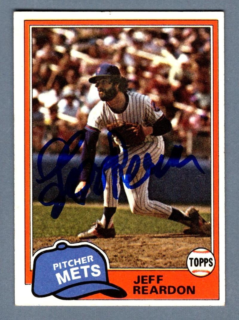 Jeff Reardon Signed 1981 Topps Baseball #456 Rookie RC LSCM COA New York Mets