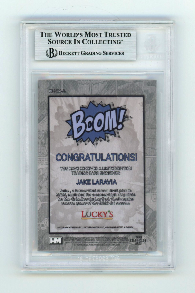 Jake LaRavia 2024 Hits Memorabilia BOOM Silver Signed BGS BAS Auto Memphis