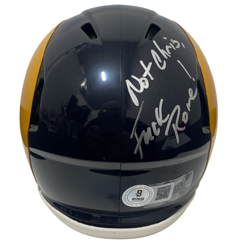Jim Everett Signed Rams TB Mini Helmet Not Chris F**K Jim Rome Beckett W BAS COA