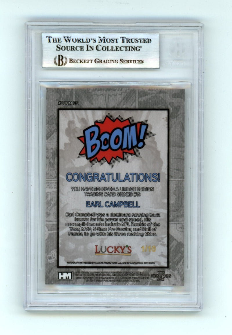 Earl Campbell 2024 Hits Memorabilia BOOM Gold #/10 Signed BGS BAS Auto Oilers
