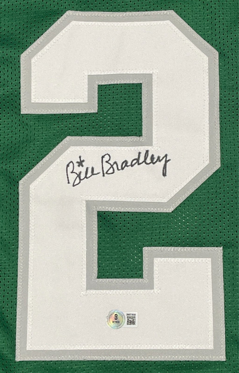 Bill Bradley Signed Philadelphia Eagles Custom Green Jersey Beckett Wit BAS COA