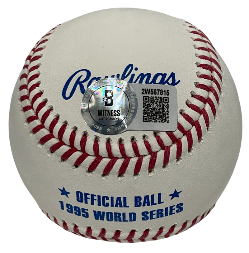 John Smoltz Signed Auto 1995 WS ROMLB Baseball w/ 2 Insc Beckett Witness BAS COA