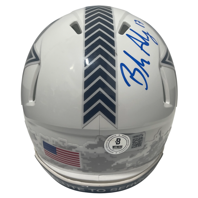 Brandon Aubrey Signed Cowboys Salute to Service 2024 Mini Helmet Beckett BAS COA