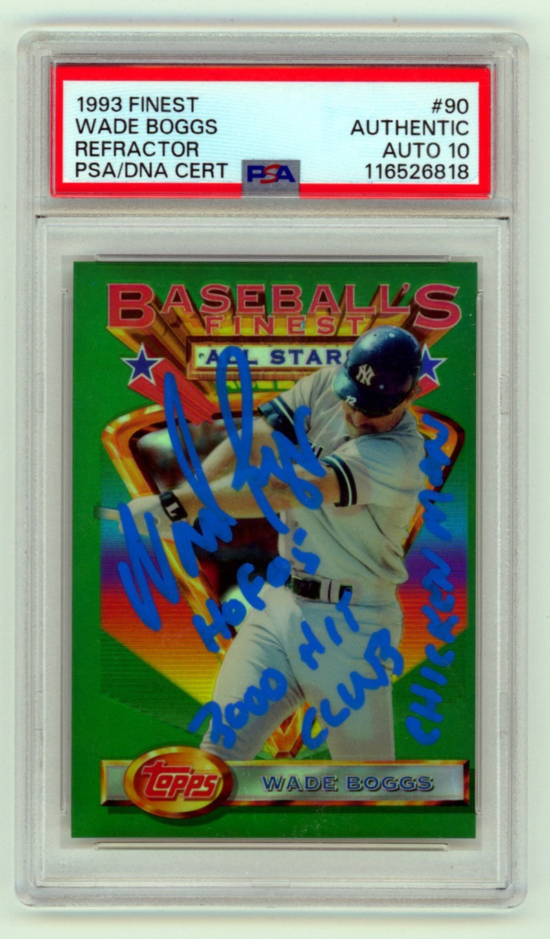 Wade Boggs 1993 Topps Finest #90 Refractor Signed w/ 3 Insc. PSA 10 Auto Yankees