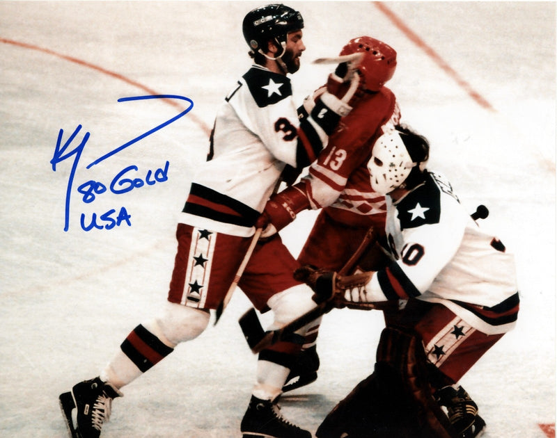 Ken Morrow Signed Autographed USA Hockey 8x10 Photo w/ 80 Gold USA LSCM COA