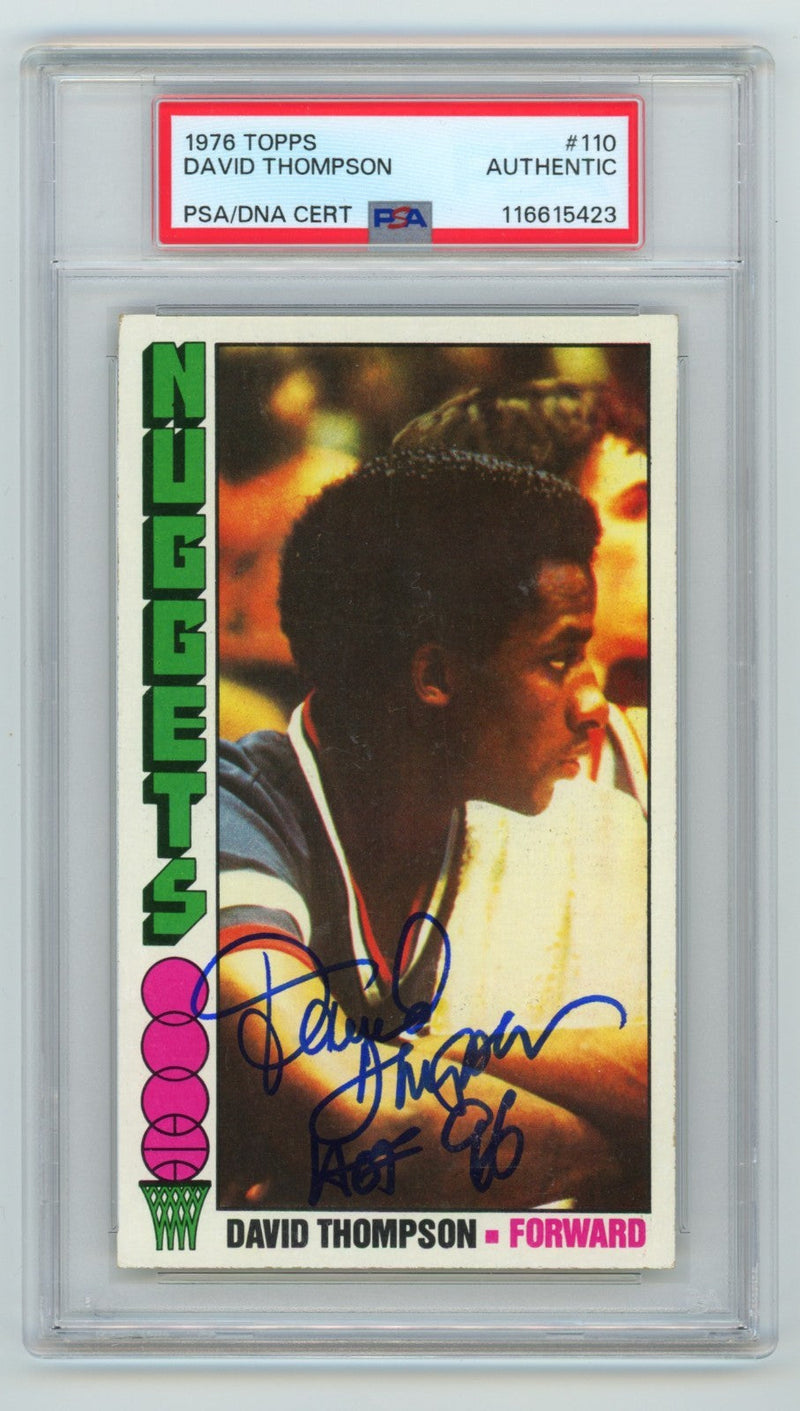 David Thompson 1976-77 Topps 110 Tall Boy RC Signed w/ HOF 96 PSA Authentic Auto