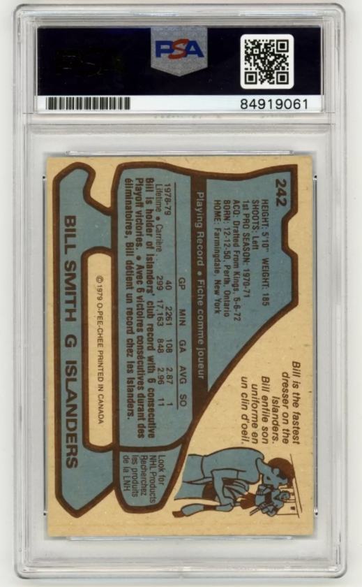 Billy Smith 1979-80 O-Pee-Chee OPC #242 Signed PSA Authentic Auto Blue Islanders