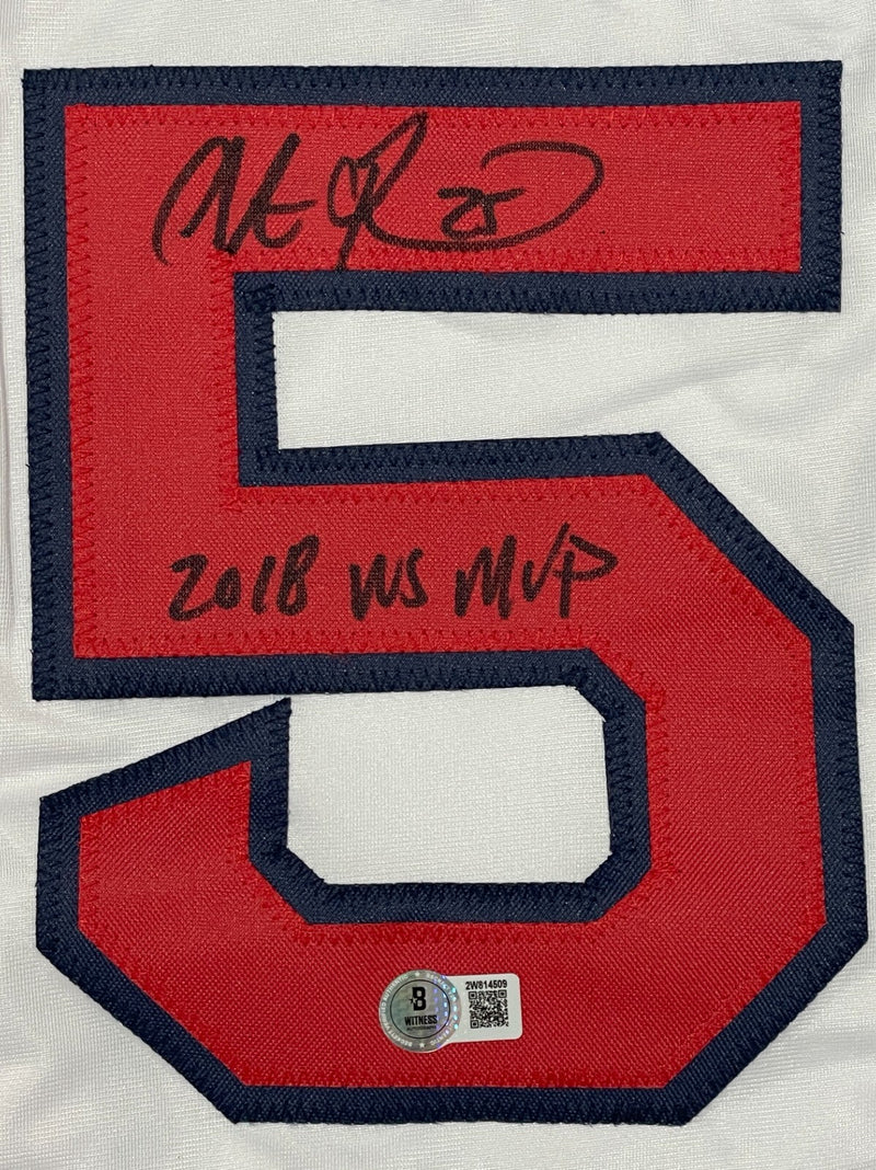 Steve Pearce Signed Boston Red Sox Custom Jersey w 2018 WS MVP Beckett W BAS COA