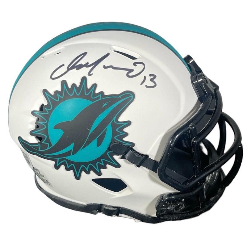 Dan Marino Signed Dolphins Lunar Mini Helmet Beckett Witness BAS COA