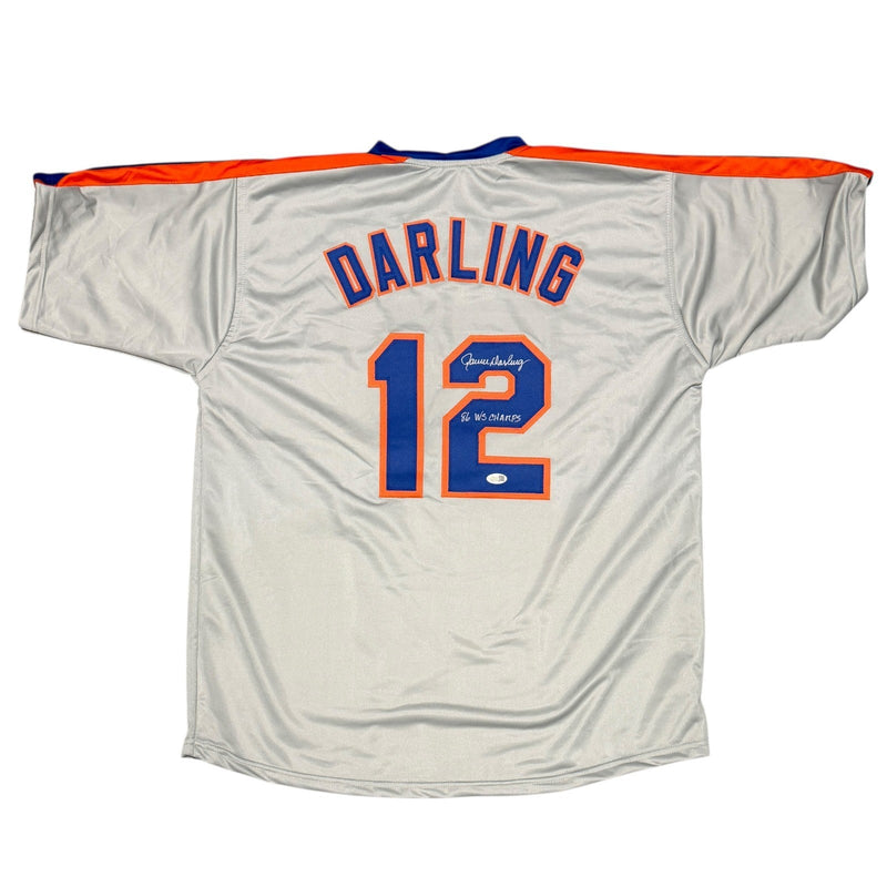 Ron Darling Signed New York Mets Custom Jersey w/ 86 WS Champs JSA Witness COA