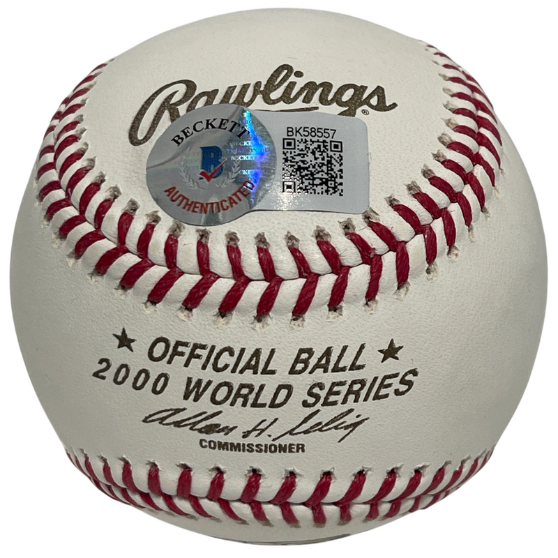 Joe Torre Signed 2000 World Series WS ROMLB Baseball Beckett Witness BAS COA