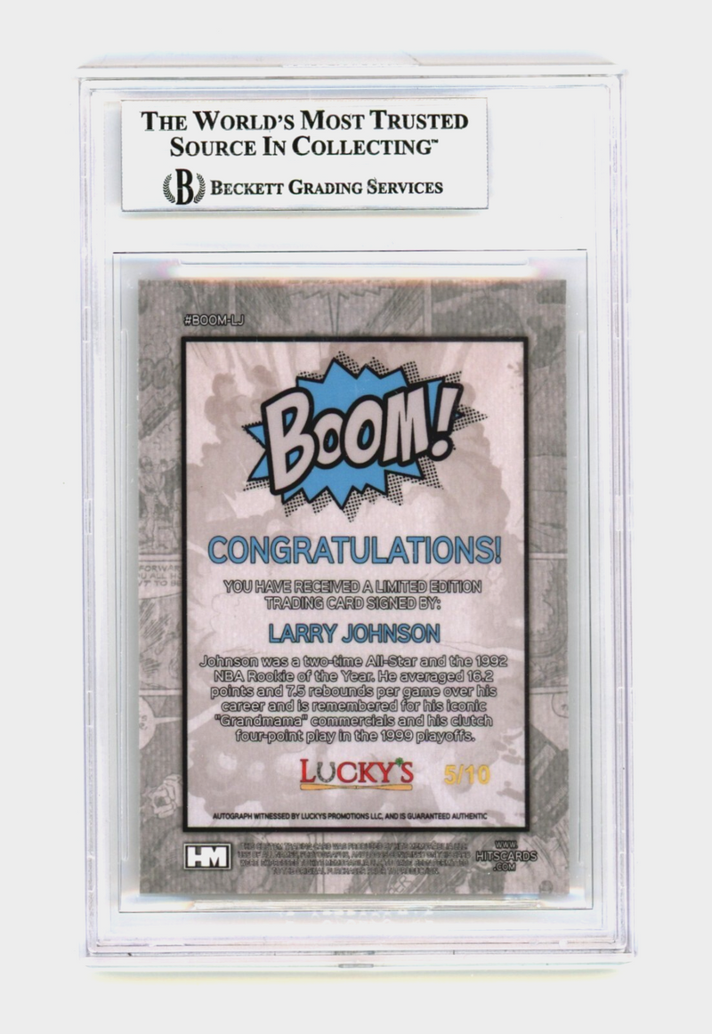 Larry Johnson 2024 Hits Memorabilia BOOM Gold /10 Signed BGS BAS Auto Charlotte