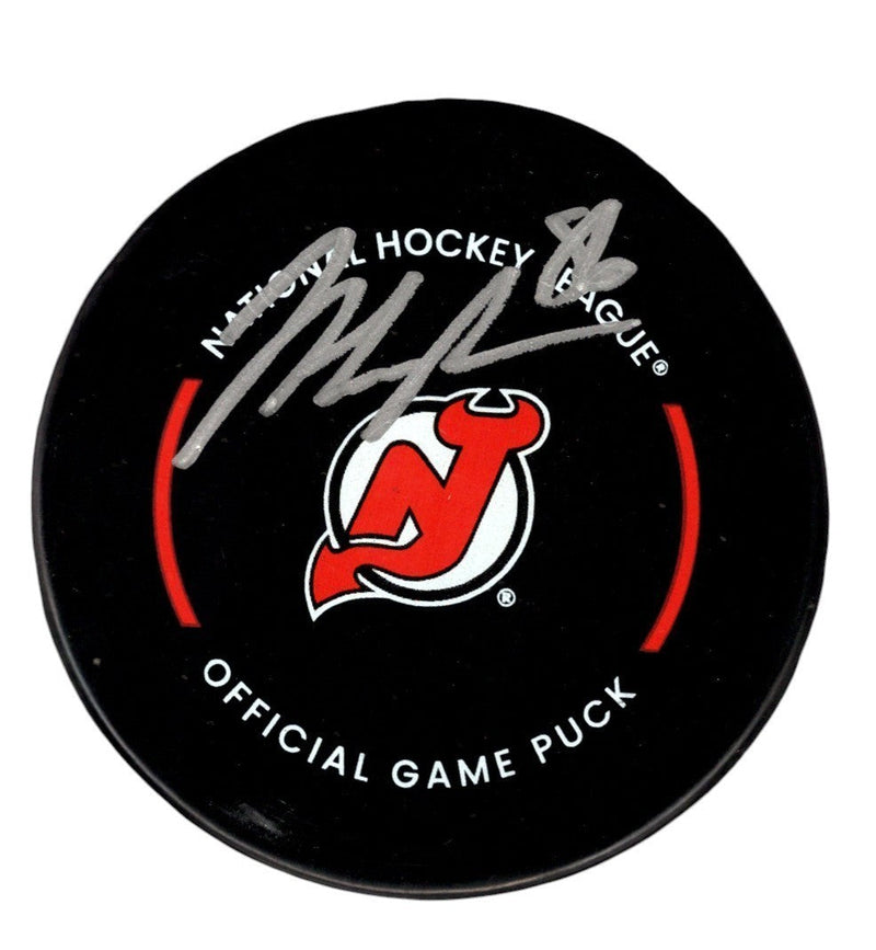 Jack Hughes Signed Autographed New Jersey Devils Official Game Puck Fanatics COA