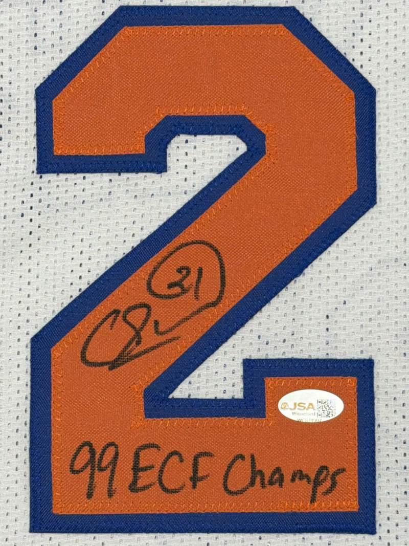 Charlie Ward Signed New York Knicks Custom Jersey w/ 99 ECF Champs JSA Wit COA