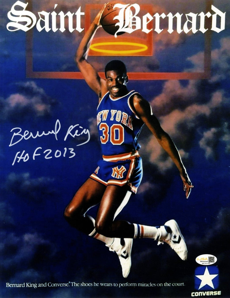 Bernard King Signed 11x14 Photo Saint Converse Poster w/ HOF 2013 JSA Wit. COA