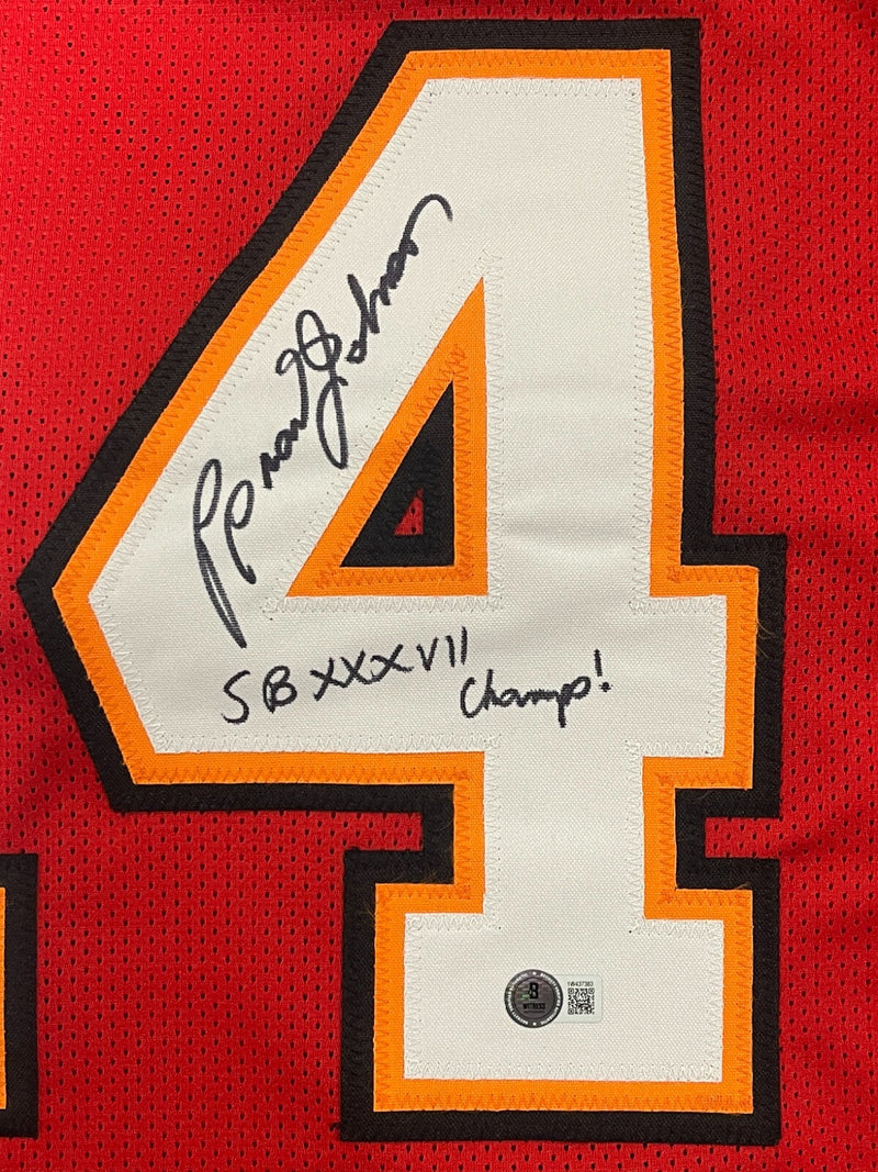 Brad Johnson Signed Buccaneers Custom Jersey w/ SB XXXVII Beckett BAS COA