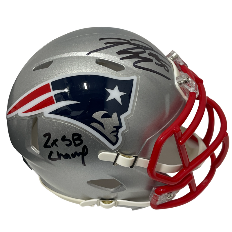 Rob Ninkovich Signed Patriots Speed Mini Helmet w/ 2x SB Champ Beckett W BAS COA