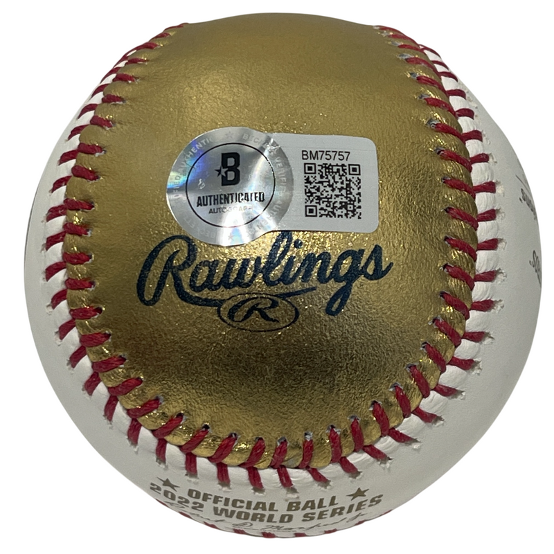 Trey Mancini Signed Auto Gold LE 2022 World Series Baseball Beckett BAS COA B