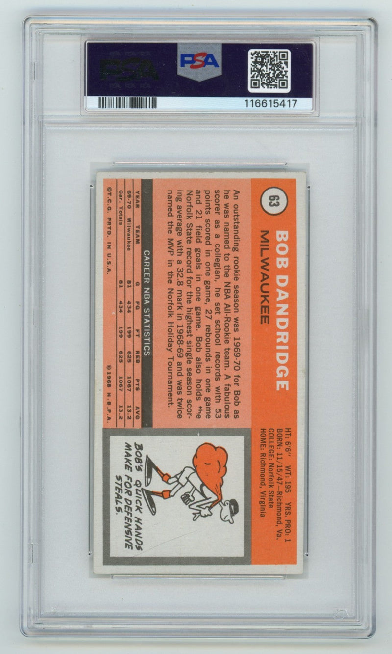 Bob Dandridge 1970-71 Topps #63 Tall Boy Rookie RC Signed w/ 2 Insc. PSA Auto