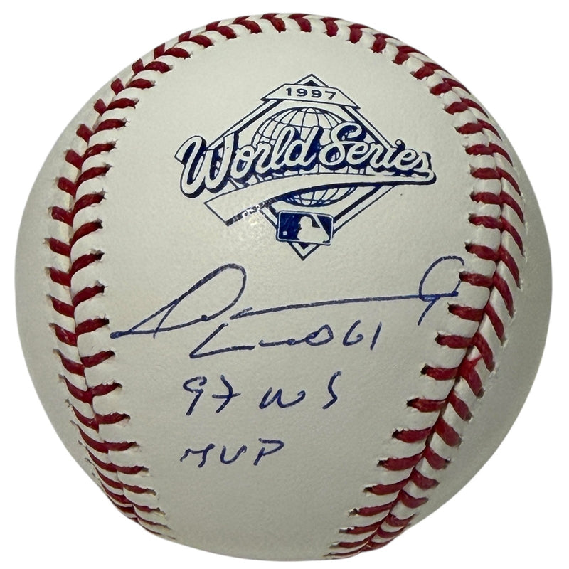 Livan Hernandez Signed 1997 World Series Baseball w/ 97 WS MVP JSA Witness COA