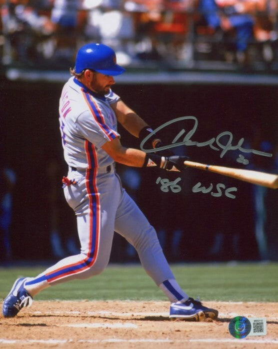 Howard Johnson Signed New York Mets 8x10 Photo w/ 86 WSC Beckett Wit BAS COA #3
