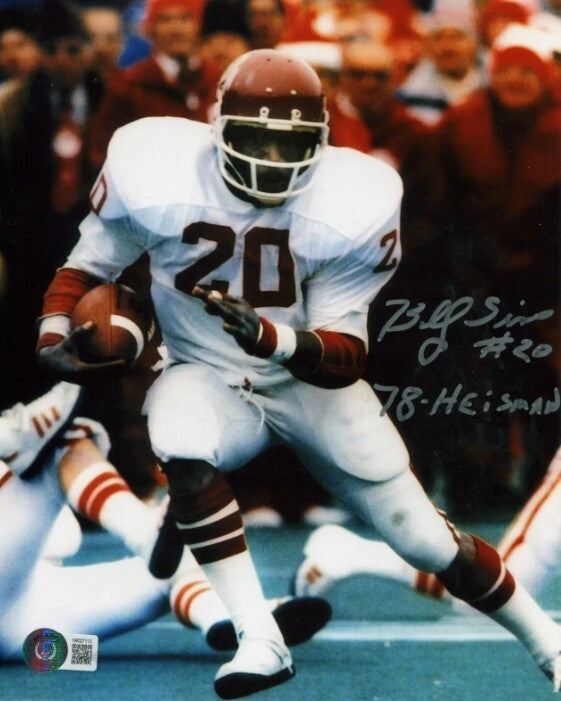 Billy Sims Signed Oklahoma 8x10 Photo w/ 78 Heisman Beckett Witness BAS COA #2